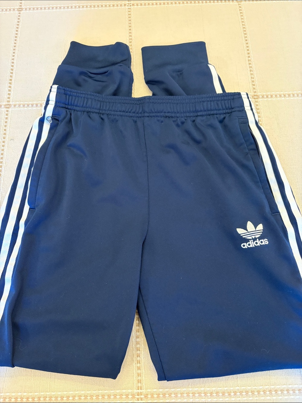 adidas Navy & White Kids Sweatpants with Trefoil